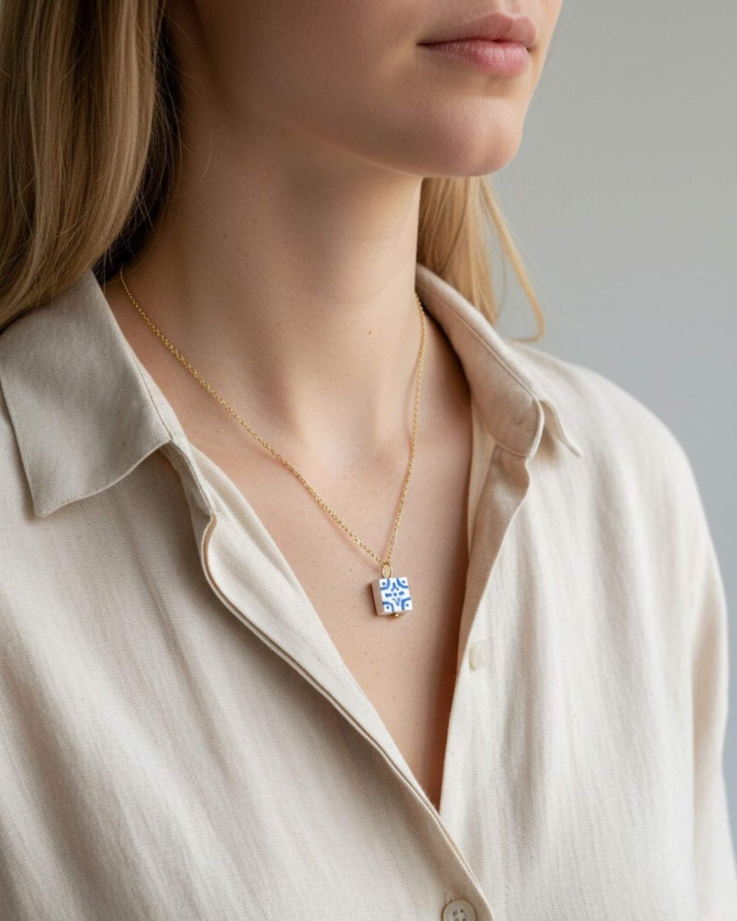 Traditional Textured Tile Necklace