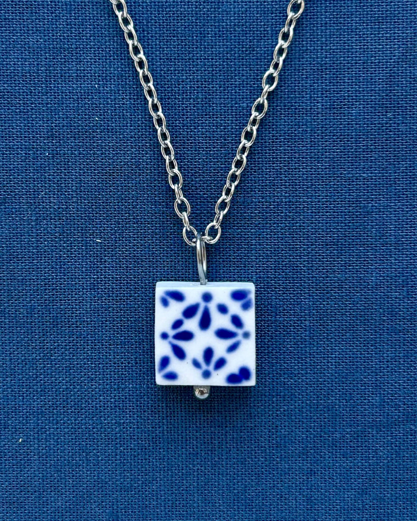 Flower Square Tile Necklace