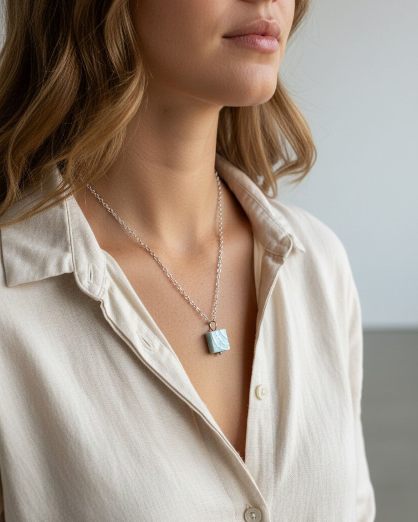 Wave Lagoon Tile Necklace