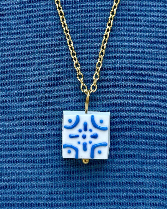 Traditional Textured Tile Necklace